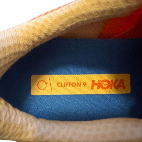Hoka One One Clifton 9 Men's Wide Running Shoes Orange Size 8.5 Wide - Picture 10 of 13